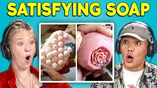 TEENS REACT TO SATISFYING SOAP CUTTING COMPILATION (ASMR?!)