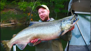 RIVER FISHING FOR KING SALMON | Tent Camping In A Thunderstorm!