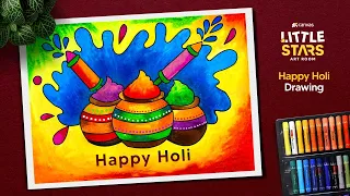 Holi drawing | Happy Holi drawing easy | Holi scenery drawing oil pastel  | Happy Holi drawing