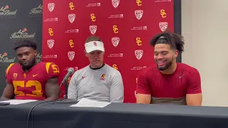 USC HC Lincoln Riley, Caleb Williams, Shane Lee break down 48-45 win over UCLA