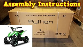 Mini Quad 50cc Unboxing - Full Assembly Instructions - Python from Nitro Motors