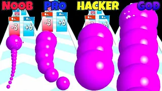 NOOB VS PRO VS HACKER VS GOD in Snake Ball Run 3D