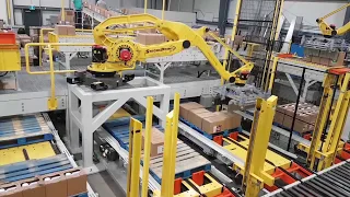 Mixed Product Palletizing Robots Handle Multiple Lines – StrongPoint Automation