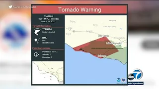 Rare tornado warning issued for southwestern LA County and central Ventura County