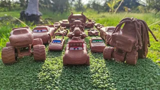 Clean various miniature cars & muddy Disney car convoys! Play in the garden