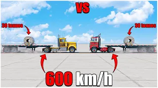 BeamNG Drive v0.32 | Gavril T-Series Steel Coil Trailer VS Steel Coil Trailer 600 km/h | car torture