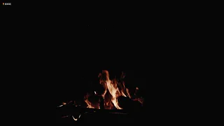 Night Fire in the Dark Background Video - 12 Hours Burning Campfire Sounds & Black Screen for Sleep