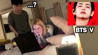 Making my fiance SUPER JEALOUS (Watching Sexy Videos From BTS V)