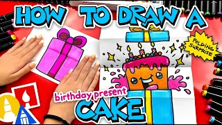 How To Draw A Birthday Present Cake Folding Surprise