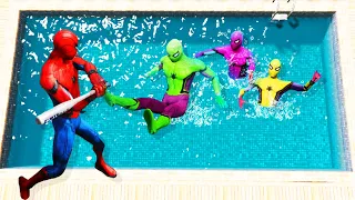 GTA 5 Spiderman Everyone Hit in Pool ( Ragdolls Jumps ) #2