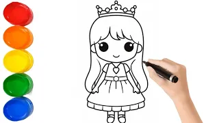 Cute princess drawing for kids|How to draw a princess for kids step by step @kidschart5240#princess