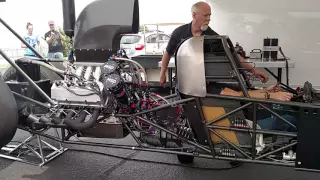 Nitro injected dragster fire up.