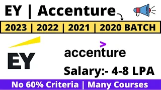 EY | Accenture | Hacker Rank | No 60% Criteria Jobs | Salary Upto 8 LPA | Many Courses Apply Now