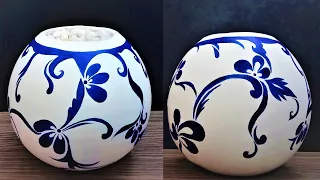 How to make flower vase |  Balloon vase | Plaster of Paris vase | Look Like Ceramic Vase | Pottery