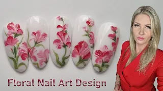 Flowers nail art with acrylic paints, simple nail art hack how to paint flowers.