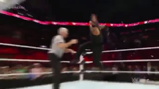 Roman Reigns Superman Punch Sheamus & Scott Armstrong 1/4/2016