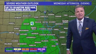 DFW Weather | Low risk of hail on Wednesday in 14 day forecast