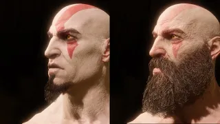 Old and young Kratos side by side