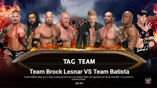 WWE 2K23 Tag Team Brock Lesnar, Goldberg, Roman Reigns, Randy VS Batista, John Cena, Bobby, Edge