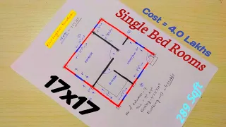 17x17 ground floor plan|17*17 house plan| Single BHK east facing house map|17x17 makan ka naksha