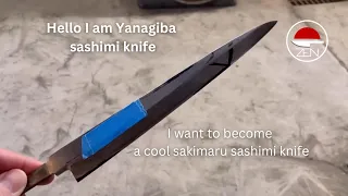 (Hatsukeya)This yanagiba knife wanted to be a sakimaru knife. So I made the wish come true