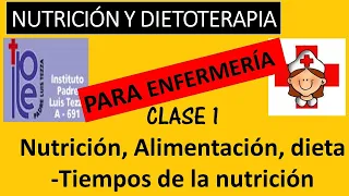 CLASE 1- NUTRICION, ALIMENTACION, TIEMPOS DE LA NUTRICION Y DIETA