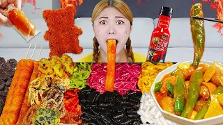 Mukbang Rice paper tteokbokki SQUID GAME DALGONA Spicy Noodles & Gimbap by HIU 하이유