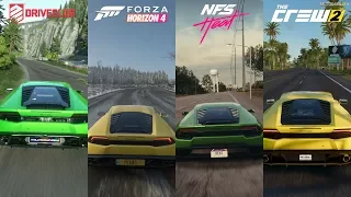 DriveClub vs Forza Horizon 4 vs NFS Heat vs The Crew 2 - Lamborghini Huracan Sound Comparison