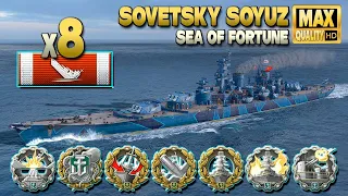 Battleship Sovetsky Soyuz: It´s raining medalson map Sea of Fortune - World of Warships