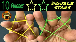 How to make a rubber band double stars with 2 seperate hand. 如何单手做橡皮筋双星. Rubber band star.