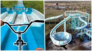 Exploring Abandoned Waterpark- BMX Vs Waterslide