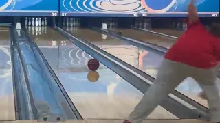 Man Flies off Screen While Bowling a Strike