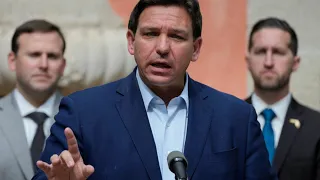Florida Gov. Ron Desantis holds a press conference at Jacksonville Zoo and Gardens