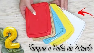 IDEIAS LINDAS E FACEIS PARA DECORAR - Com tampas e potes de sorvete