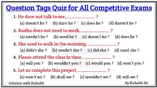 Question Tags Practice Set | Question Tags in English grammar with Examples | Question tags exercise