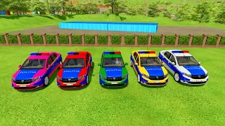 CHEVROLET, DODGE, DACIA, AUDI, VOLKSWAGEN ALL POLICE CARS TRANSPORTING WITH TRUCKS! FS22