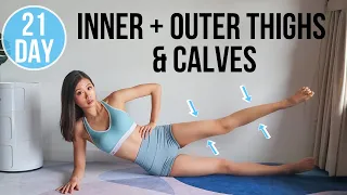 21-DAY INNER + OUTER THIGHS & CALVES BURN (No Jumping) | Lower Body Transform Program