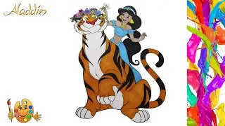 Coloring Aladdin: Jasmine & Rajah | Coloring pages for kids | Coloring book |