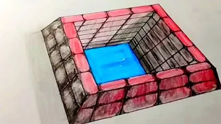 How to draw 3d pool step by step.Easy 3d drawing for beginners.