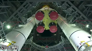 NASA's behemoth SLS rocket coming together in stacking time-lapse