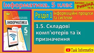 1.5. Складові комп’ютерів та їх призначення | 5 клас | Ривкінд