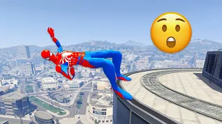 GTA 5 Iron Spiderman Falling off Highest Buildings - Spider-Man #3(Euphoria Ragdolls)