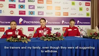 Shcherbakova, Valieva, Trusova - Interview at Russian Nationals 2021, Dec  26, 2020