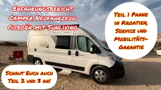 Erfahrungsbericht Camper-Van Neufahrzeug von Sunliving (Adria)mit Citroën Jumper.