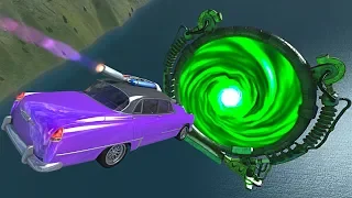 BeamNG.drive - Cars Flying Through Mysterious Giant Portal