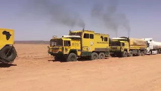 Heavy Recovery 30 Ton Gasoline Truck in  the Sahara Desert with three MAN KAT’s