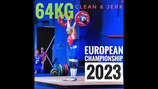 EUROPEAN CHAMPIONSHIP 2023 WOMEN  64 kg clean and jerk 😳 Great battle 😳