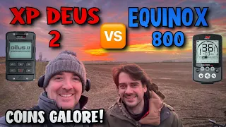 XP DEUS 2 versus Minelab Equinox 800 = coins galore and a few relics too! #metaldetecting #detecting