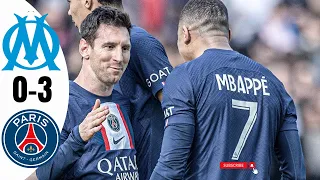 Marseille vs PSG 0-3 extended highlights | goals | key moments | Messi and Mbappé stared