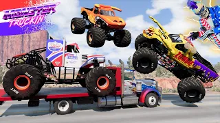 Monster Jam INSANE Racing, Freestyle and High Speed Jumps #16 | BeamNG Drive | Grave Digger